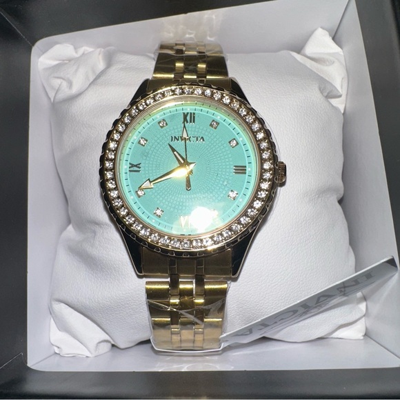 NIB INVICTA Wildflower Women’s Watch - 33mm, Gold & Tiffany Blue (69232)